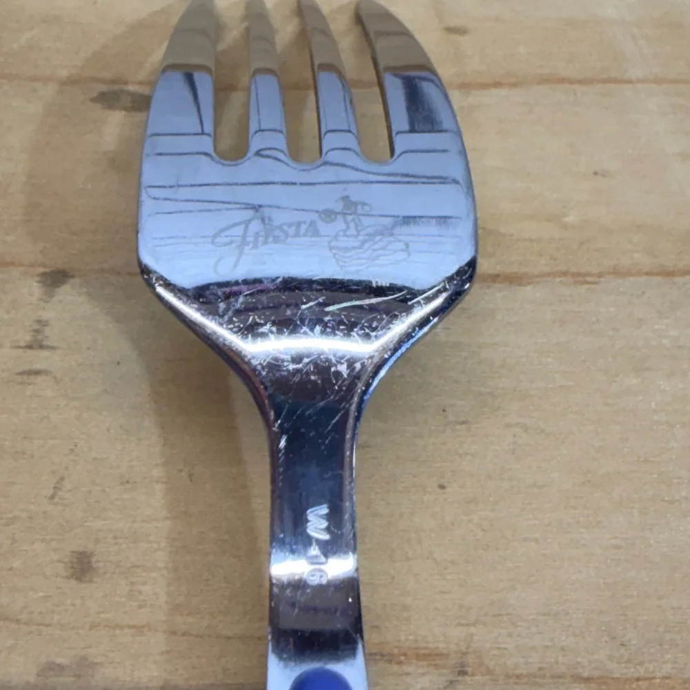 Fiesta Silverware 3pc Set Fork Spoon Spreader Blue Stainless Steel W-16 Flatware